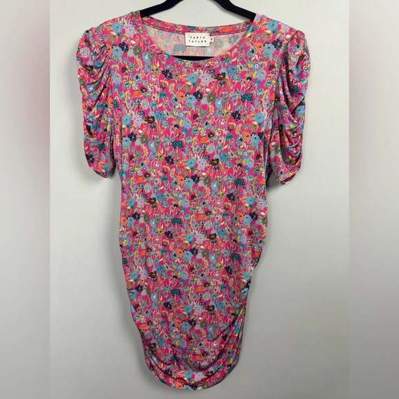 Tanya Taylor Chaia Ruched Pink Floral top size Medium - Picture 1 of 7